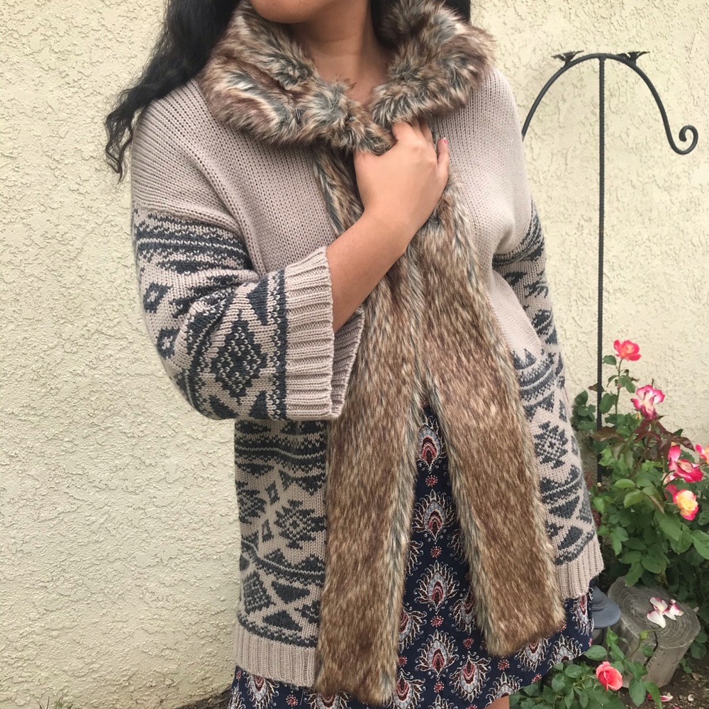 Tribal Fur Coat &Crochet Cardigan